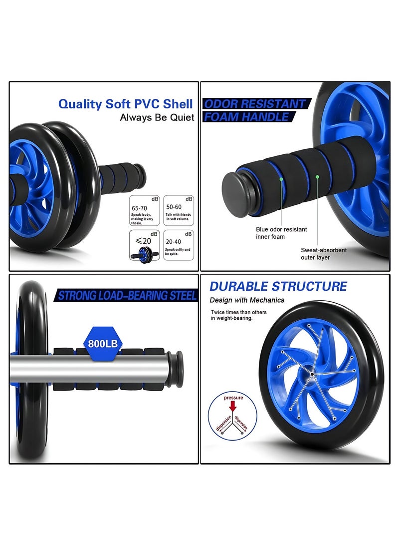 ALMiHomi 6-Piece Home Gym Fitness Set – Ab Roller Wheel with Push-Up Bars, Jump Rope, Grip Strengthener & Knee Pad – Full Body Core & Abs Training Kit for Men and Women - Image 2