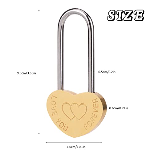 VeYocilk 10 PCS 35 50mm Engraved LoveYouForever Single Heart Shaped Lock Love Lock Without Key in Bulk Everlasting Love for Lovers WeddingValentinesAnniversaryTravelNO Key - Image 3