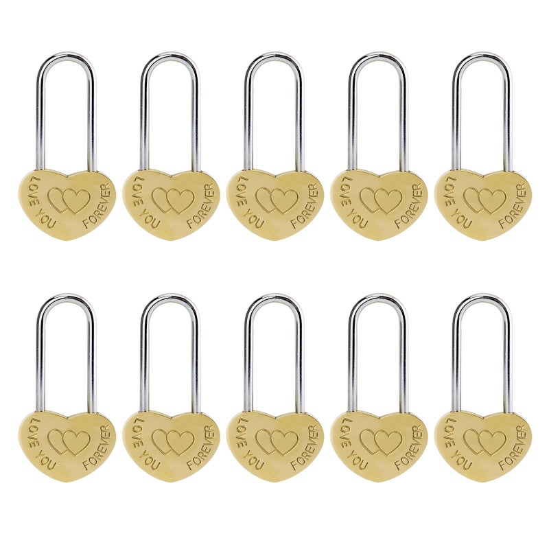 VeYocilk 10 PCS 35 50mm Engraved LoveYouForever Single Heart Shaped Lock Love Lock Without Key in Bulk Everlasting Love for Lovers WeddingValentinesAnniversaryTravelNO Key - Image 2