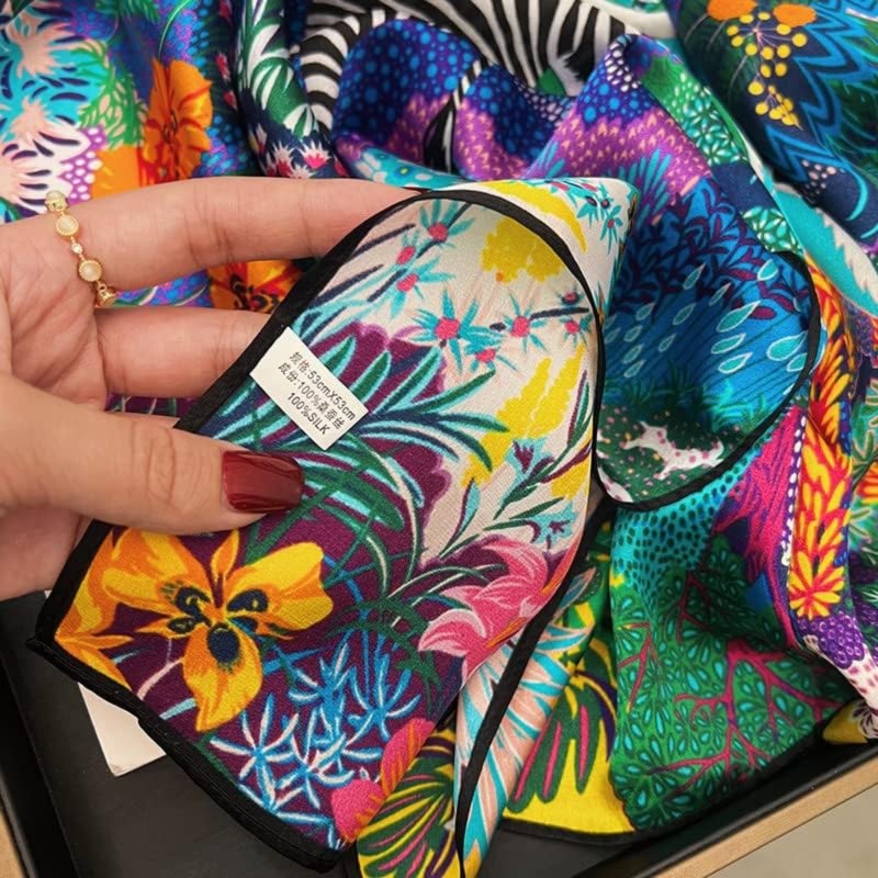 53 * 53Cm small square scarf silk scarf silk square spring and summer scarf headband binding bag/Garden zebra - Image 5