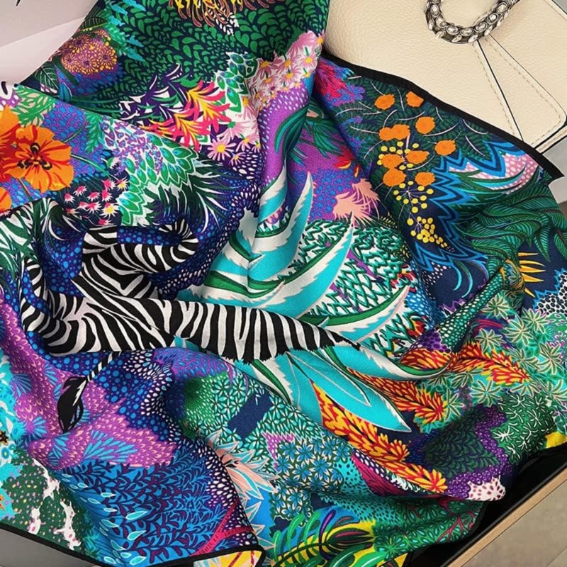 53 * 53Cm small square scarf silk scarf silk square spring and summer scarf headband binding bag/Garden zebra - Image 3