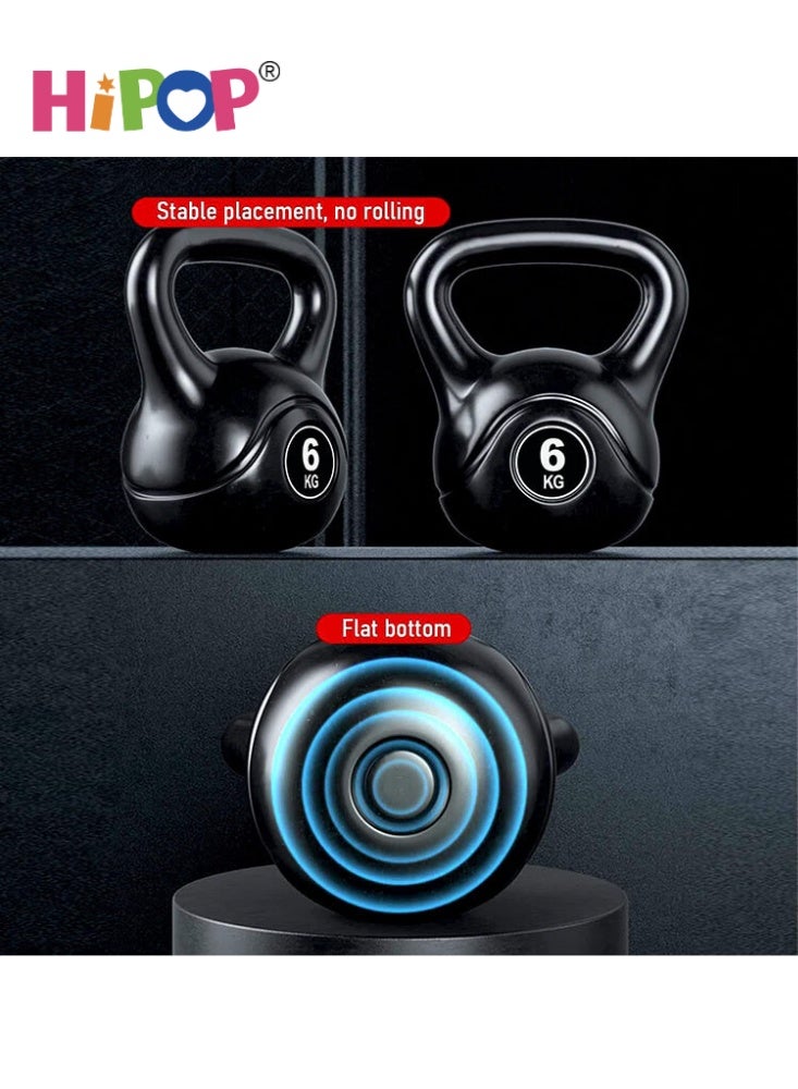 HIPOP Vinyl Kettlebell Dumbbell Black Strength Training Weights for Full Body Workout, Home Gym Fitness, Dumbbell Exercises, Push Up, Grip & Strength Training Equipment 6KG - Image 5