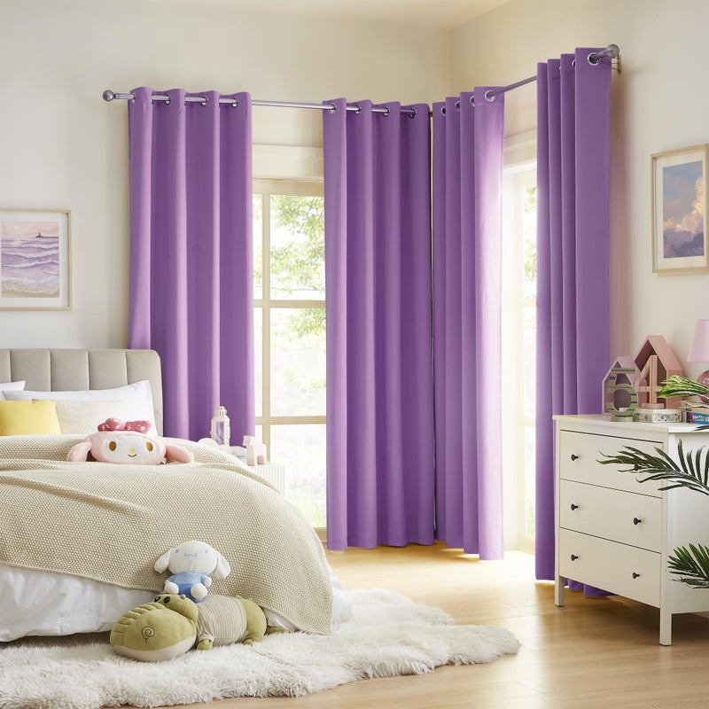 DUALIFE Solid Thermal Insulated Blackout Curtains Purple for Girls Bedroom Window Treatment Ring/Grommet Top Drapes Triple Weave Home Decoration (52 x 54 Inch  2 Panels  Amethyst Orchid) - Image 2