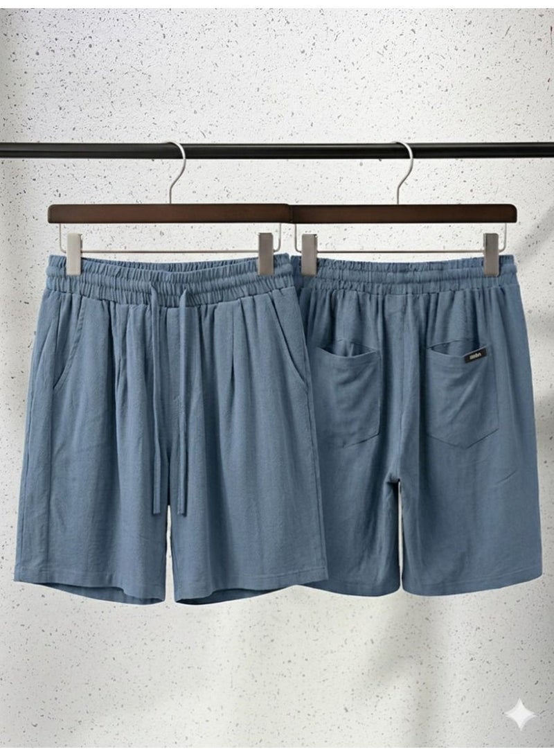Hikes Men’s Premium Cotton Linen Shorts – Lightweight Breathable Summer Shorts with Elastic Waist & Relaxed Fit - Image 2
