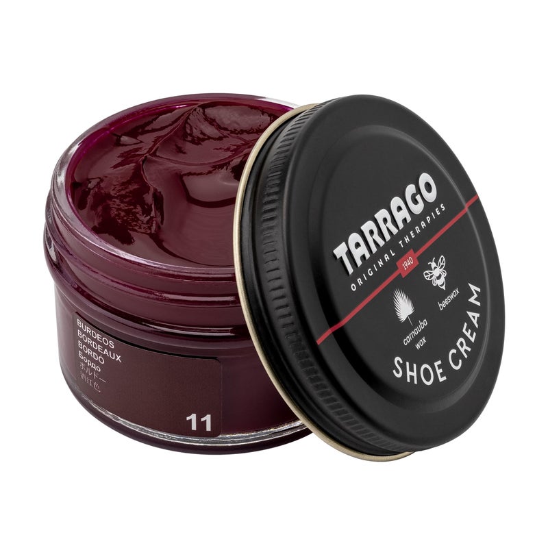 Tarrago Shoe Cream - Professional Shoe Polish with Carnauba Wax to Re-Color and Polish - Smooth Leather Shoes and Boots- Over 100 Colors - 50 Ml/ 1.7Fl. Oz - Bordeaux #11 - Image 1