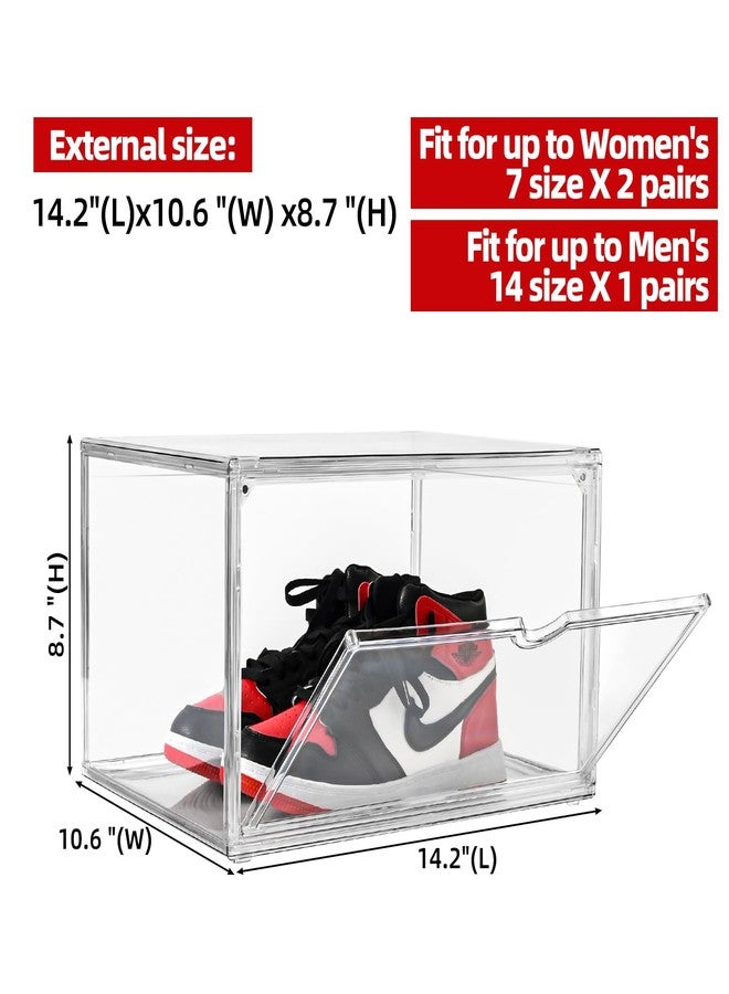Uni HIMO Clear Shoe Organizer,Stackable Shoe Display Case,Shoe Box Storage Bins with Magnetic Door,Fit Shoe Size Up to US 14 (X-Large-1Pack) - Image 2