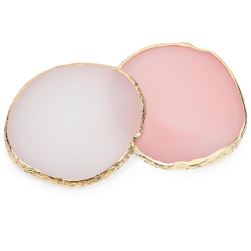 Pengxiaomei 2 Pcs Resin Pink Nail Art Palette, Nails Polish Palette Nail Art Tools Gold Edge Nails Art Display Board Easter Gifts for Women Easter Basket Stuffers - Image 1