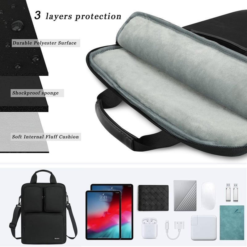 Gocokia 13-14.1 Inch Laptop Bag Three Pockets for MacBook Air, 13-inch MacBook Pro Retina,14.1 inch Laptop,Cross-body Shoulder Briefcase Bag,Messenger Bag Briefcase Handbag Carrying Case - Image 5