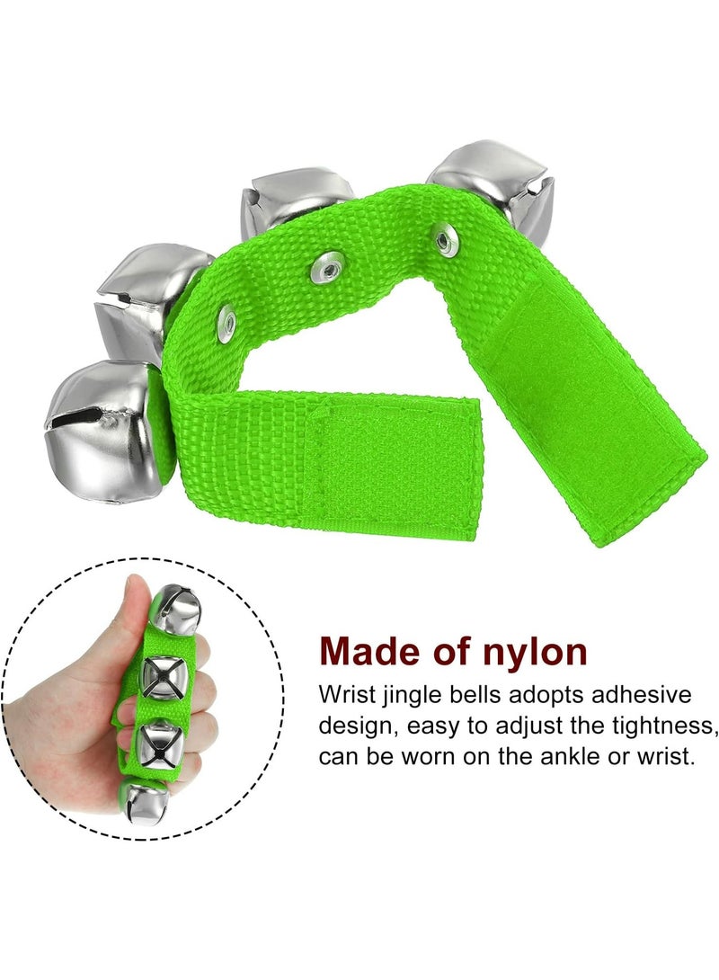 Mike Music Adjustable Green Nylon Wrist Jingle Bells for Children - Image 3