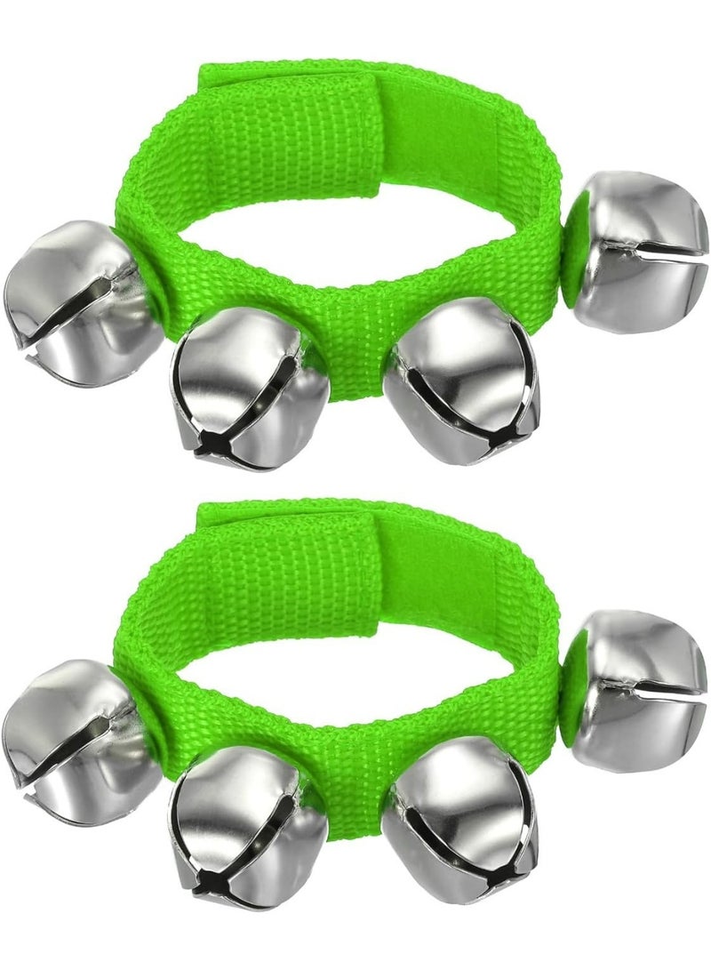 Mike Music Adjustable Green Nylon Wrist Jingle Bells for Children - Image 1