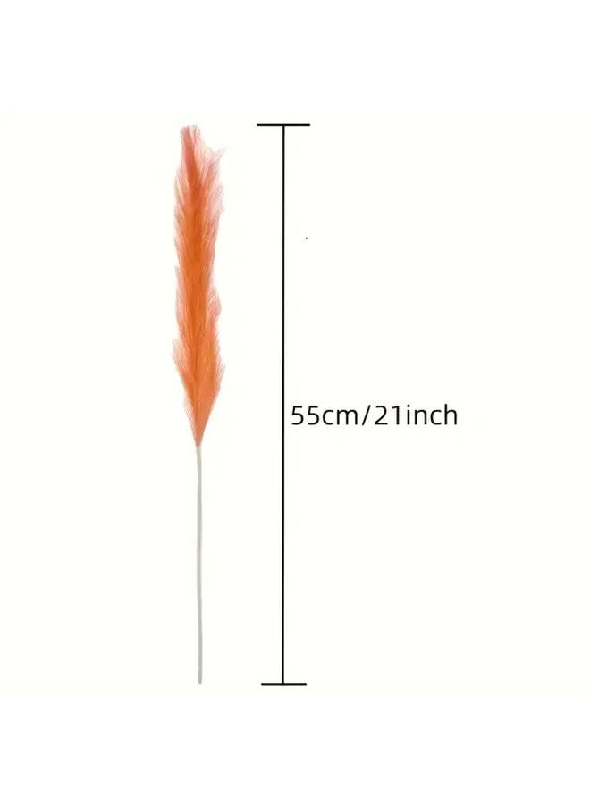 10 Pack Orange Red Artificial Reed Grass Bohemian Decor Indoor Bouquet - Image 2