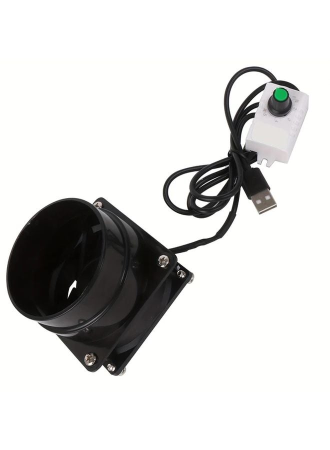 Mini Range Hood Fan USB Powered Adjustable Speed Metal Construction Black - Image 1