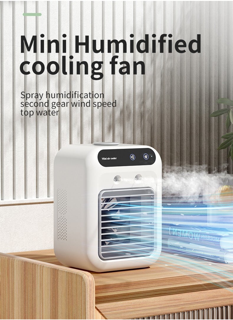 Generic USB Mini Air Cooler Fan | Home & Office Desktop Cooling Fan with Dual Spray Mist & Humidifier | 2-Speed Adjustable Wind | 500ml Water Tank | Ultra-Quiet 20dB | Rechargeable & Plug-in | Portable Air Conditioner Fan  - Image 2