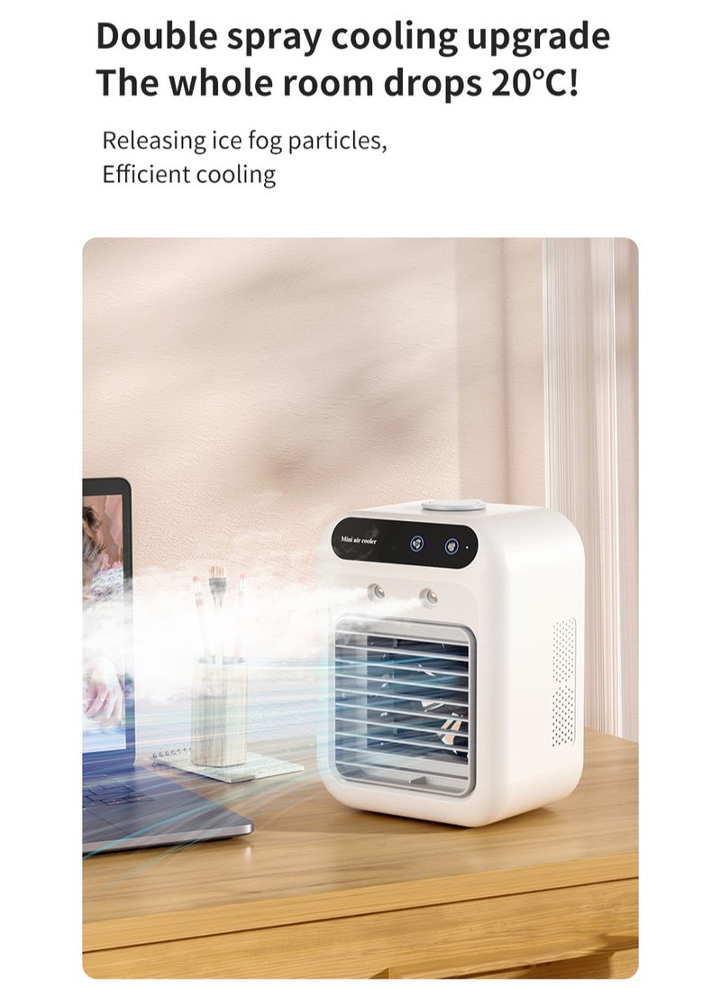 Generic USB Mini Air Cooler Fan | Home & Office Desktop Cooling Fan with Dual Spray Mist & Humidifier | 2-Speed Adjustable Wind | 500ml Water Tank | Ultra-Quiet 20dB | Rechargeable & Plug-in | Portable Air Conditioner Fan  - Image 3