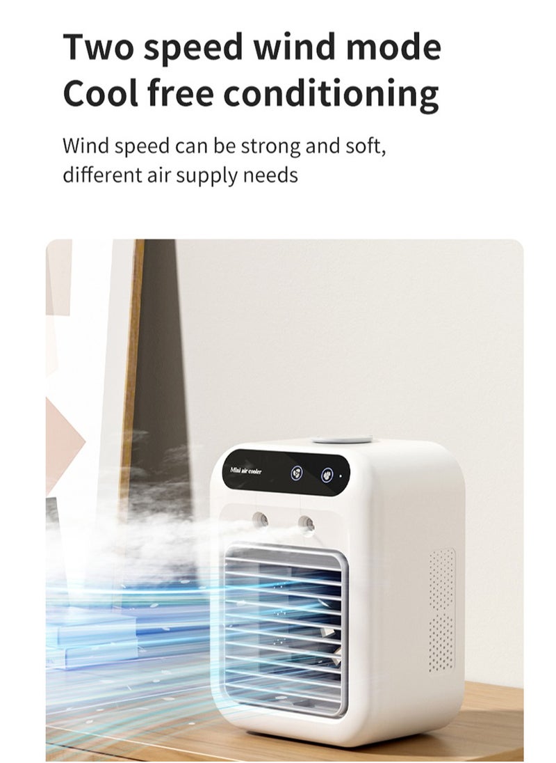 Generic USB Mini Air Cooler Fan | Home & Office Desktop Cooling Fan with Dual Spray Mist & Humidifier | 2-Speed Adjustable Wind | 500ml Water Tank | Ultra-Quiet 20dB | Rechargeable & Plug-in | Portable Air Conditioner Fan  - Image 5
