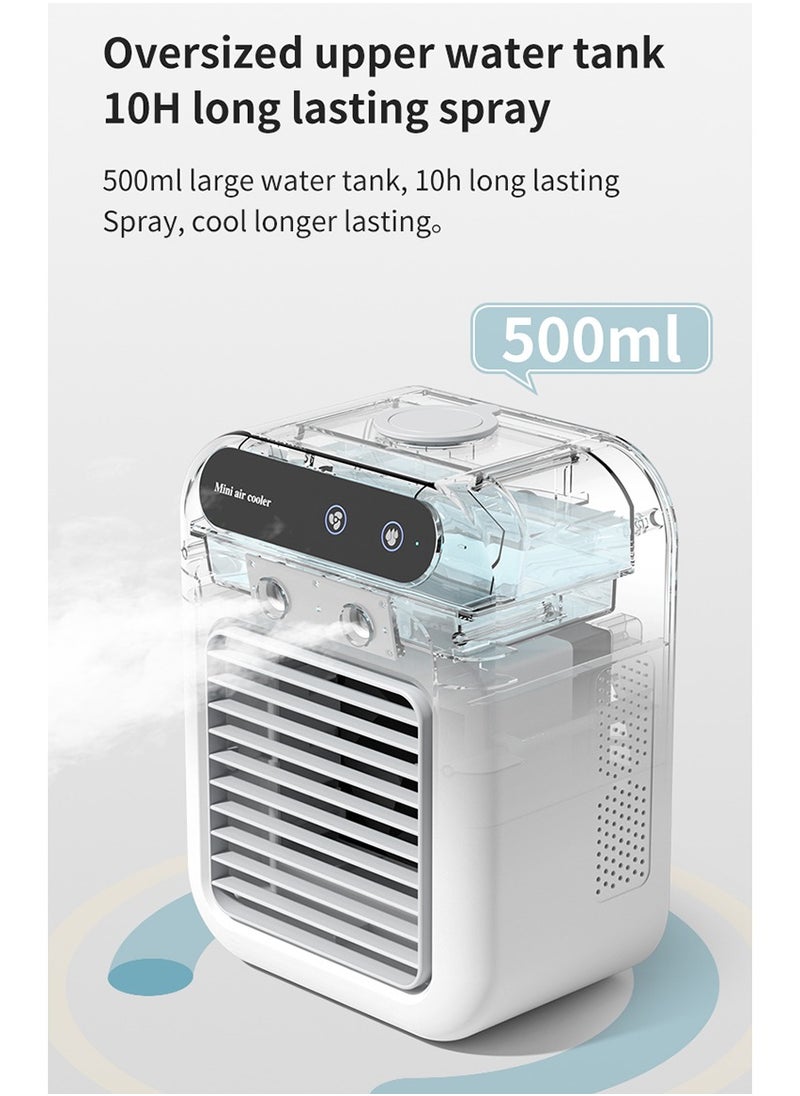Generic - USB Mini Air Cooler Fan | Home & Office Desktop Cooling Fan with Dual Spray Mist & Humidifier | 2-Speed Adjustable Wind | 500ml Water Tank | Ultra-Quiet 20dB | Rechargeable & Plug-in | Portable Air Conditioner Fan - Image 1