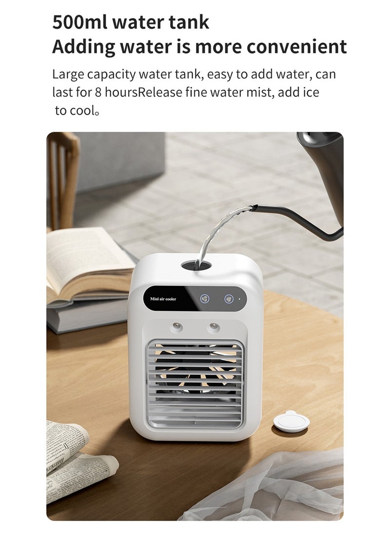 Generic - USB Mini Air Cooler Fan | Home & Office Desktop Cooling Fan with Dual Spray Mist & Humidifier | 2-Speed Adjustable Wind | 500ml Water Tank | Ultra-Quiet 20dB | Rechargeable & Plug-in | Portable Air Conditioner Fan - Image 1
