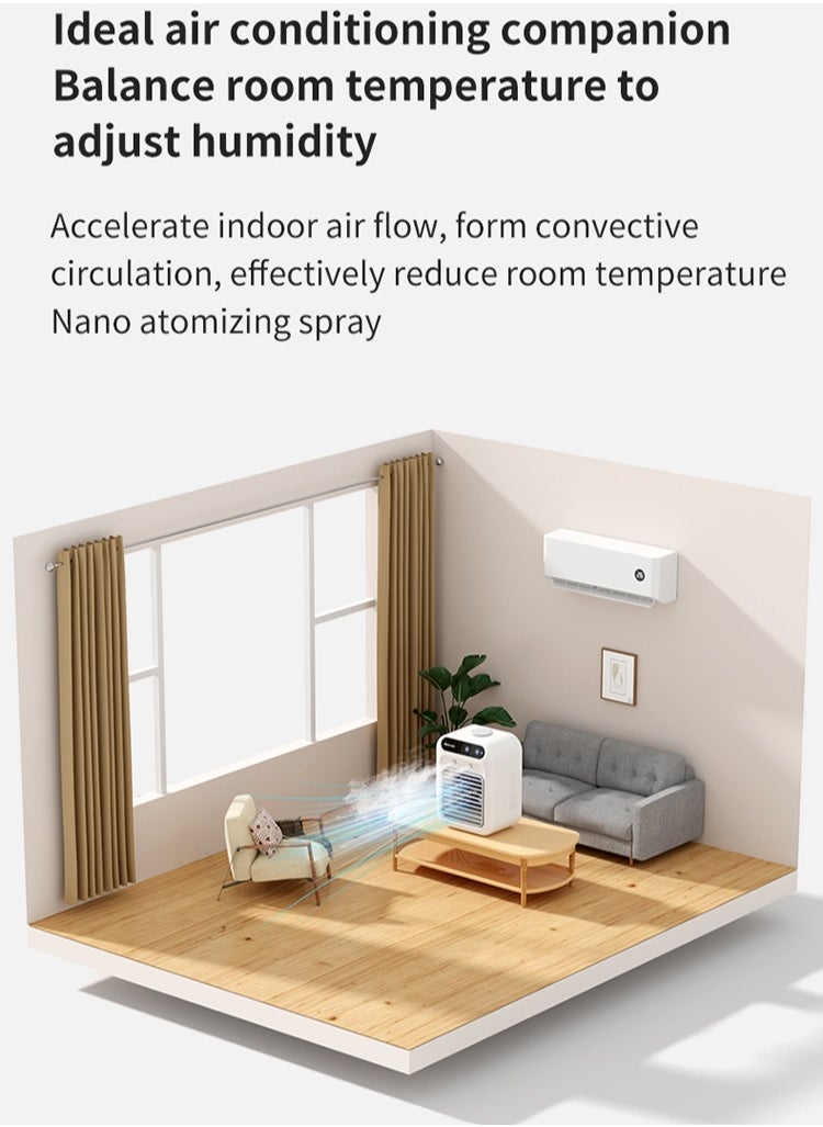 Generic - USB Mini Air Cooler Fan | Home & Office Desktop Cooling Fan with Dual Spray Mist & Humidifier | 2-Speed Adjustable Wind | 500ml Water Tank | Ultra-Quiet 20dB | Rechargeable & Plug-in | Portable Air Conditioner Fan - Image 1