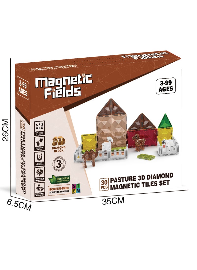 Magnetic Fields Pasture 3D Diamond Magnetic Tiles set-30 Pcs - Image 2