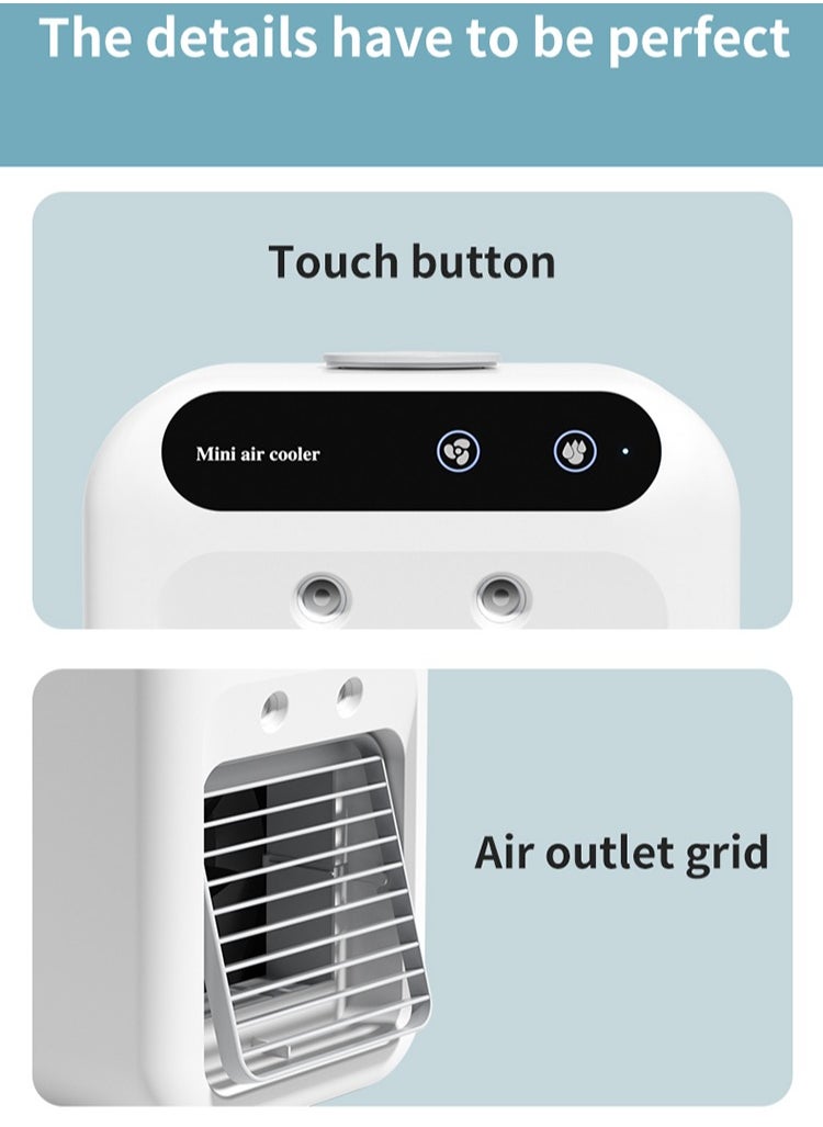 Generic - USB Mini Air Cooler Fan | Home & Office Desktop Cooling Fan with Dual Spray Mist & Humidifier | 2-Speed Adjustable Wind | 500ml Water Tank | Ultra-Quiet 20dB | Rechargeable & Plug-in | Portable Air Conditioner Fan - Image 1