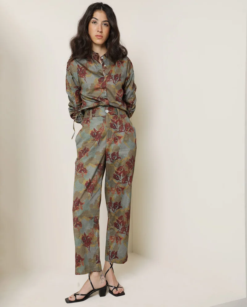 Rareism Women's Tailored Fit Printed Trousers
