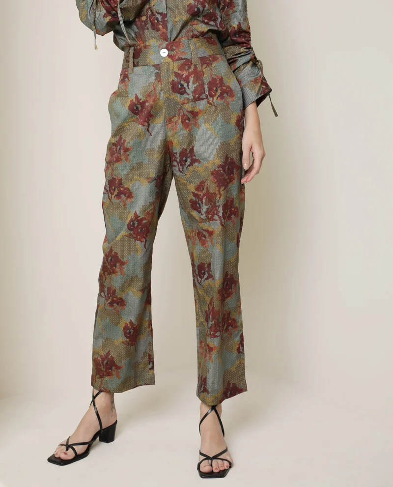 Rareism Women's Tailored Fit Printed Trousers