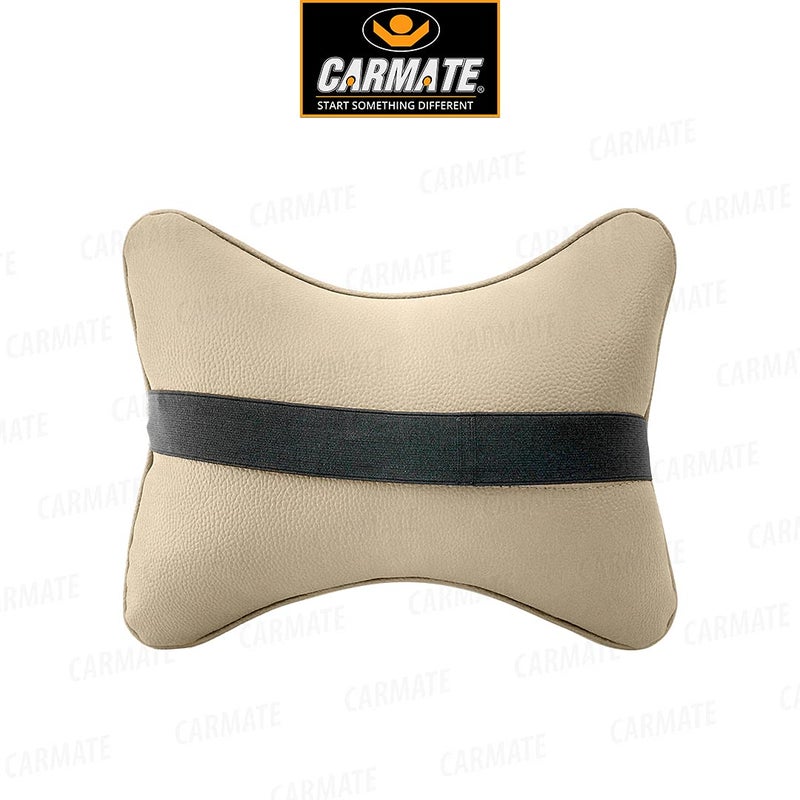 CARMATE Sporty Car Seat Neck Rest Cushion Pillow - Set of 2 (Camel) - Image 2