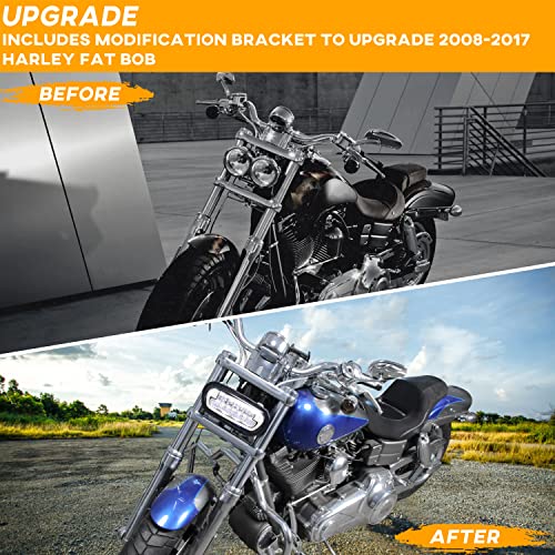 VEISUTOR LED Headlight Kit for Fat Bob 2008-2019, LED Head Light Headlamp Front Light with Mounting Bracket DRL High Low Bean for Harley Davidson Fat Bob 2008-2019 Accessories - Image 2