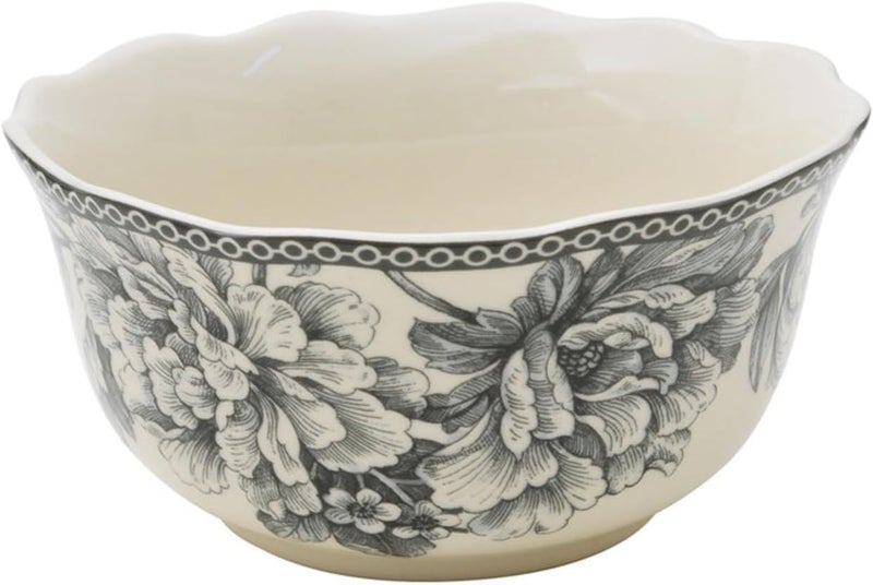 222 Fifth Adelaide 16Piece Square Floral Dinnerware Set  Service for 4 Grey  White Porcelain Plates  Bowls for Everyday Dining  Entertainment Microwave  Dishwasher Safe Chip Resistant - Image 4
