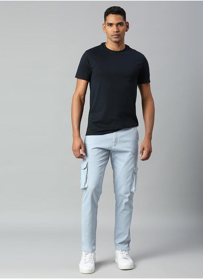 Dennis Lingo Men's Light Blue Tapered Fit Cargo Trousers - Modern and Comfortable  - Image 1