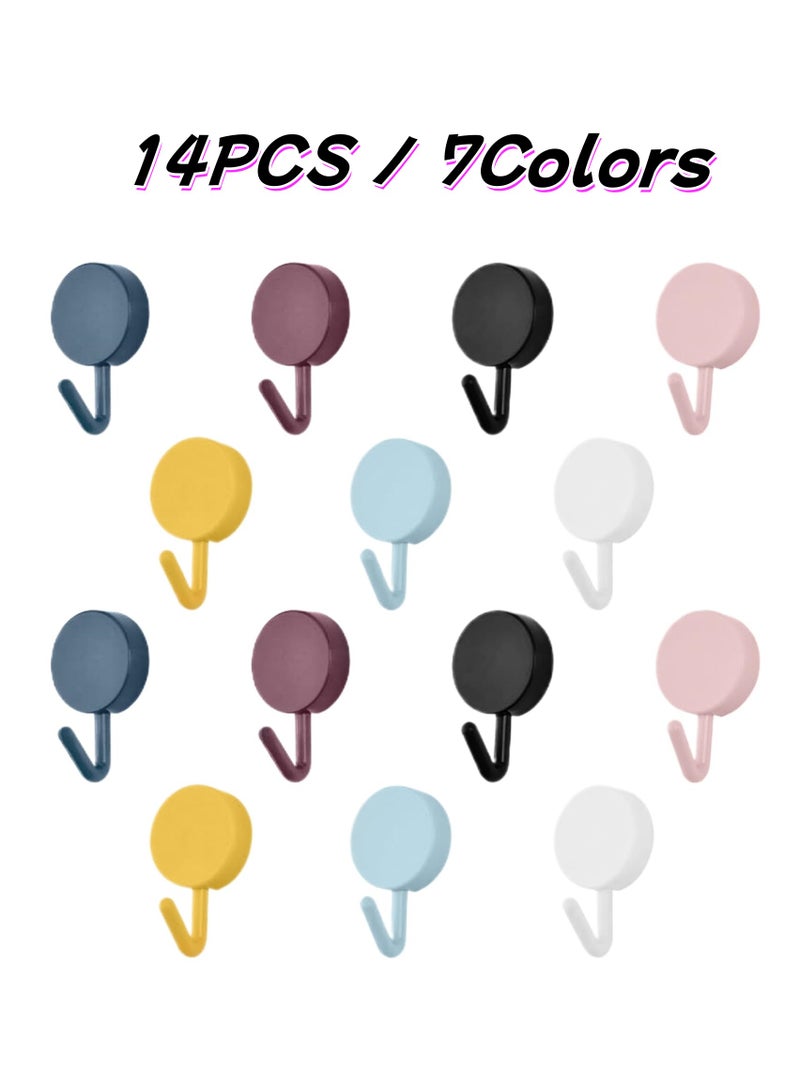 Generic 14 Pieces Self Adhesive Wall Hooks - Heavy Duty Waterproof Sticky Hooks, Heavy Duty Storage Wall Mount Hooks for Hanging Coat Clothes Towels Hat Bags for Home Entryway Bathroom Bedroom Kitchen Living Room Car Office - Image 1