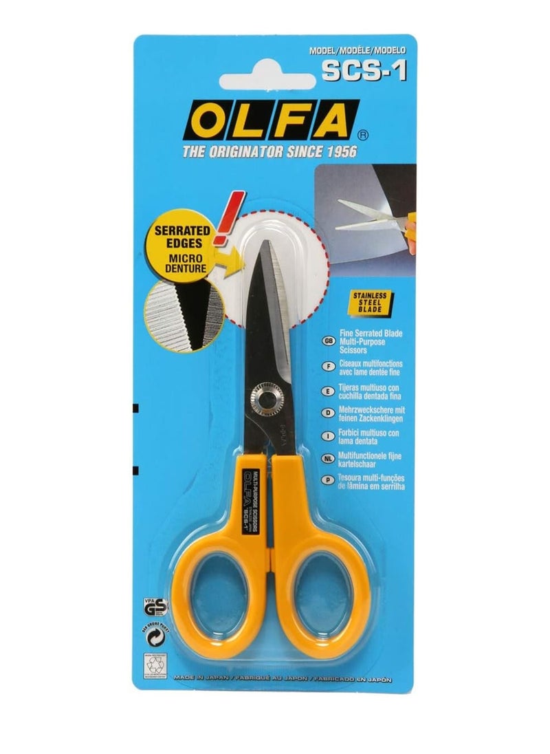 OLFA SCS-1 Multi Purpose Fine Serrated Scissors  - Image 1