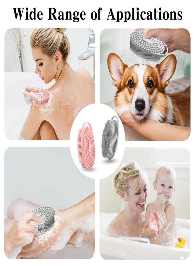 Cutiland 2 Pack Silicone Body Scrubber with Loofah Exfoliating Soft Shower Scrubber for Body, 2 in 1 Bath and Shampoo Wash Brush for Skin Exfoliation Men Women (Grey&Pink) - Image 4