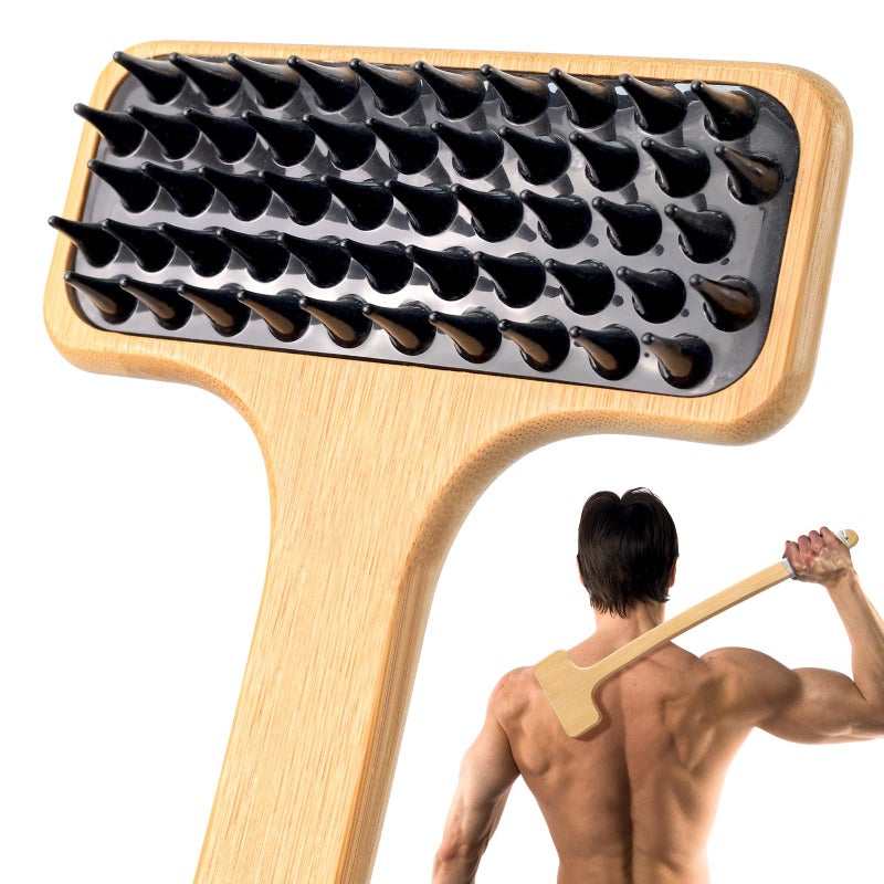 NURENDER Back Scratcher for Men 22Extra Long Handle Bamboo Back Scratcher 2 in 1 Back Massager and Body Scratcher Gentle Relief for Adults Pregnancy Elderly Gift for Fathers