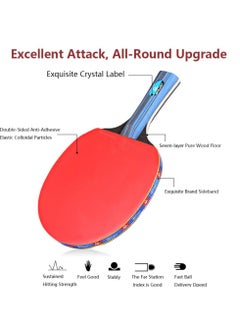 CMGTYYD Ping Pong Paddle Set,Professional Table Tennis Racquets Set with 3 Ping Pong Balls and Case,All-in-One Portable Table Tennis Paddle Premium Rackets Play Anywhere Indoor/Outdoor Family Fun-Long  - Image 4