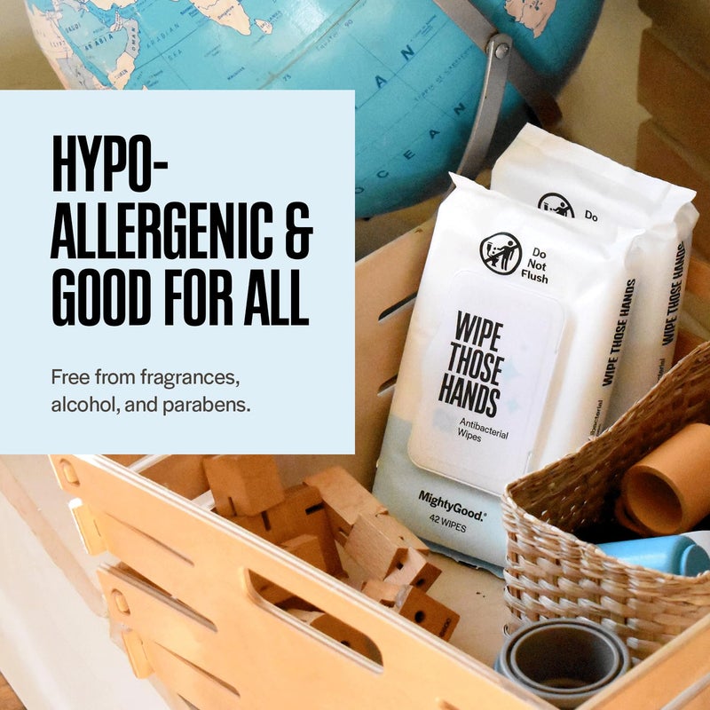 MightyGood. Wipe Those Hands Sanitizing Wipes - 4 Packs of 42, 168 Total Wipes - Alcohol & Fragrance-Free - Kills Germs Fast - Image 3