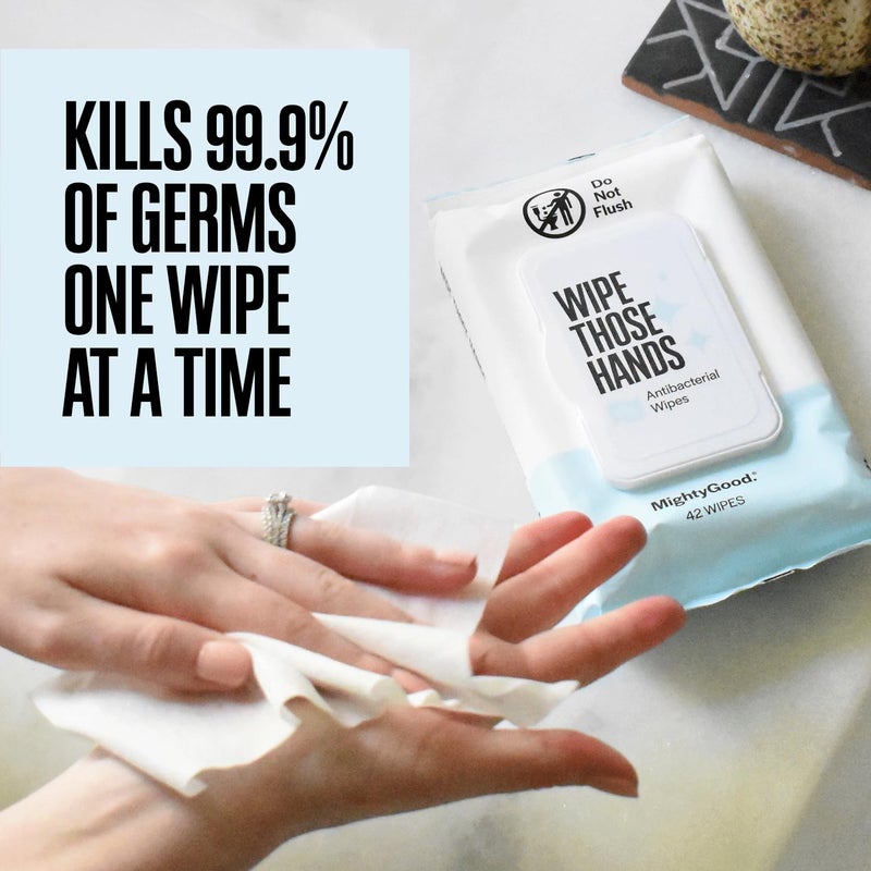 MightyGood. Wipe Those Hands Sanitizing Wipes - 4 Packs of 42, 168 Total Wipes - Alcohol & Fragrance-Free - Kills Germs Fast - Image 2
