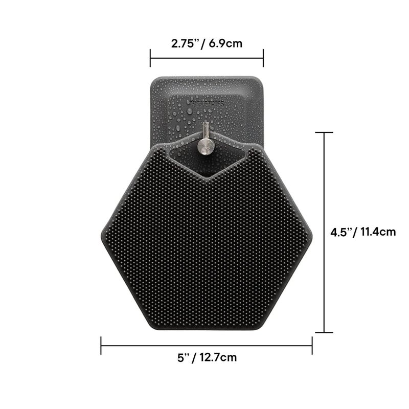 TOOLETRIES Body Scrubber & Hook - Premium Silicone Scrub for Cleaning, Exfoliating and Invigorating Your Skin - Shower Accessories - Durable & Long Lasting Body Wash Scrubber for Men - Charcol - Image 5