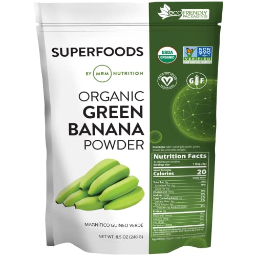 MRM Nutrition Organic Green Banana Powder Superfoods HighFiber Flour Alternative Prebiotic Fiber 40 Servings