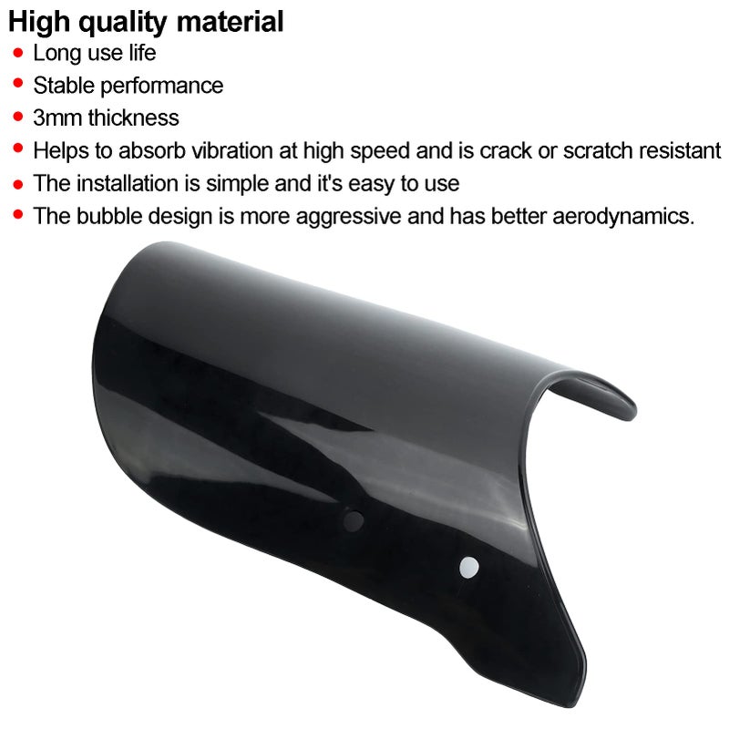 Yctze Yctze Motorcycle Windshield, Motorcycle Windshield Universal Anti‑Crack Scratch Resistant Fit for Triumph Bonneville 5‑7in Round Headlights(black)  - Image 2
