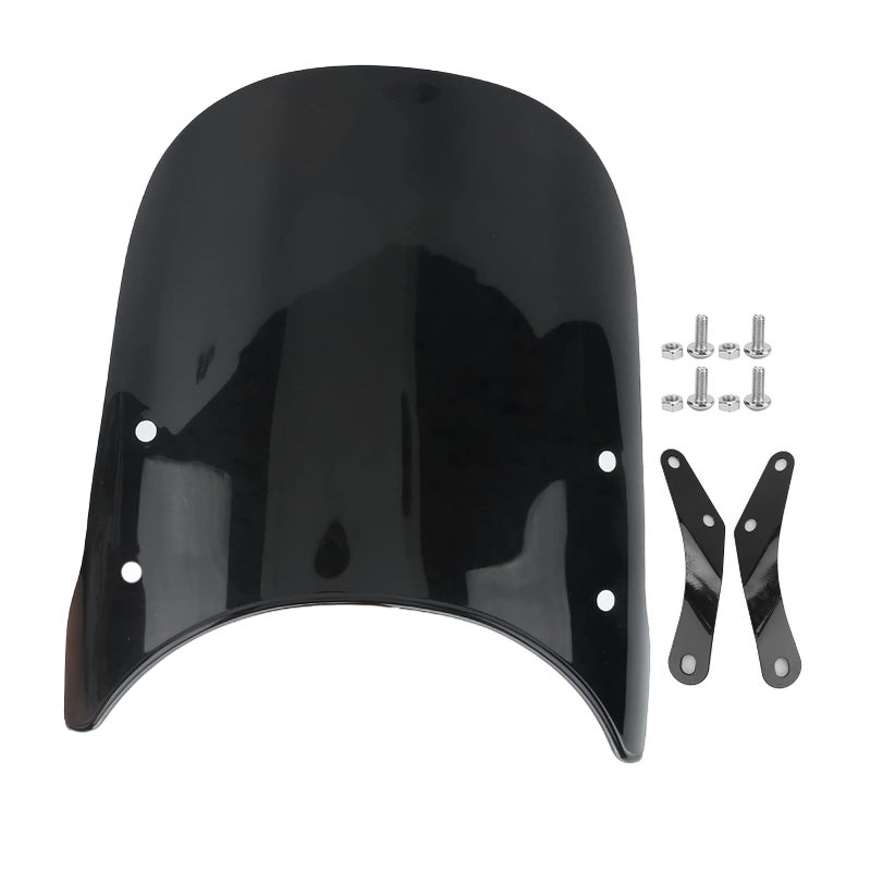 Yctze Yctze Motorcycle Windshield, Motorcycle Windshield Universal Anti‑Crack Scratch Resistant Fit for Triumph Bonneville 5‑7in Round Headlights(black)  - Image 1