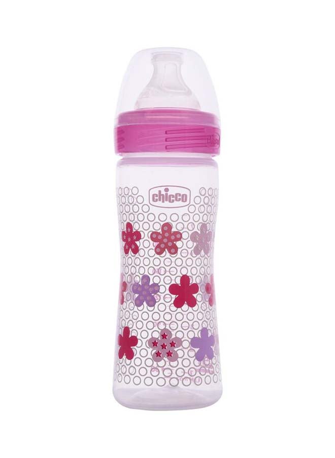 Chicco Well-Being Feeding Bottle (250ml, Medium) 2m+ Medium Flow (Pink) - Image 1