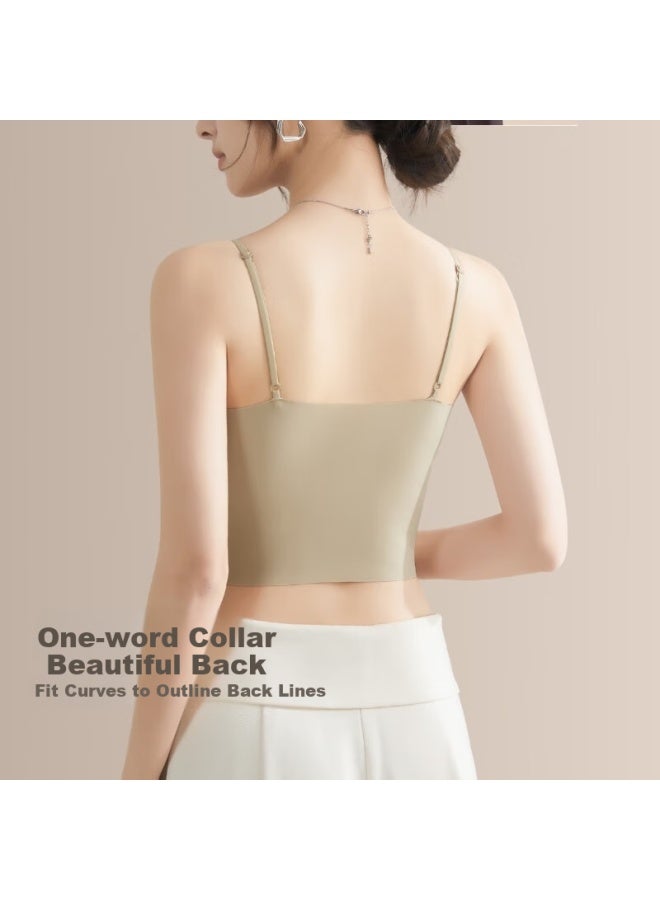 Gujin Ice Silk Camisole Tank Top For Women With Built-in Bra Pads, Can Be Worn Alone Or As Outer Layer, Slim-fit Undershirt, Lightweight And Comfortable Without Needing A Bra - Image 2