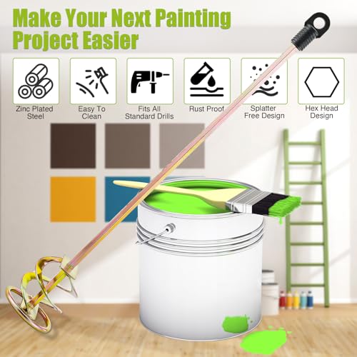 VIXAVI Paint Mixer for Drill Drill Paint Mixer Works with Any Drill Bit RustProof Paint Stirrer for Drill Paint Stirring Drill Attachment for 15 Gallon Bucket Drill Mixer for Paint Resin Epoxy - Image 3
