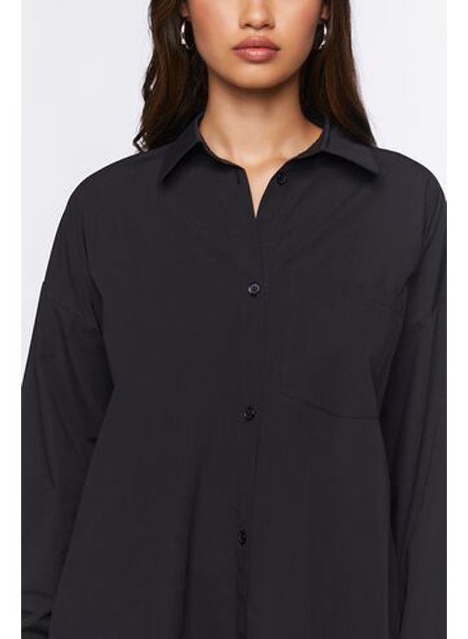 FOREVER 21 Oversized Longline Poplin Shirt - Image 5