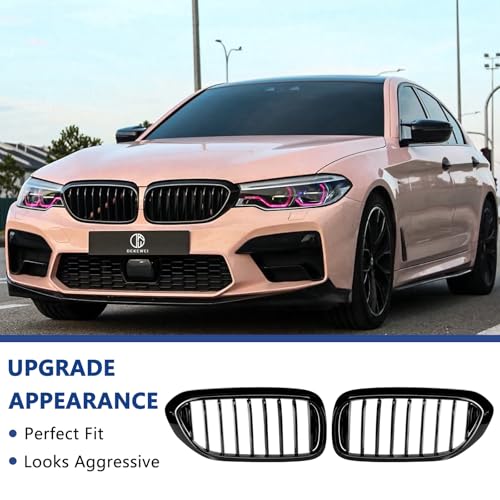 DEKEWEI G30 Grille,Single Slat Gloss Black Kidney Grill Compatible with BMW 2017-2020 5 Series G30 G31 F90 (M5) 530e 530e xDrive 530i 530i xDrive 540i 540i xDrive 550i xDrive ABS Black Kidney Grill - Image 2