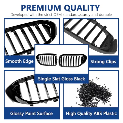 DEKEWEI G30 Grille,Single Slat Gloss Black Kidney Grill Compatible with BMW 2017-2020 5 Series G30 G31 F90 (M5) 530e 530e xDrive 530i 530i xDrive 540i 540i xDrive 550i xDrive ABS Black Kidney Grill - Image 5