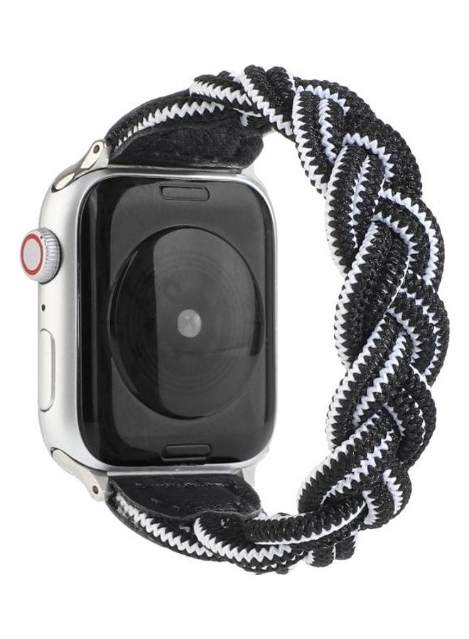 NIBEMINENT Ethnic Replacement Watchband For Apple Watch Series 1/2/3/4/5/6/7/SE 42/44/45mm Black/White  - Image 1