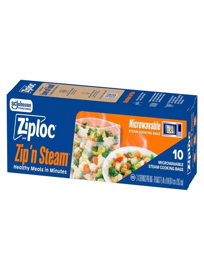 Ziploc Zip 'n Steam Food Storage Cartons for Meal Prep, Healthy Meals in Minutes, Microwave Safe, 10 Count - Image 1
