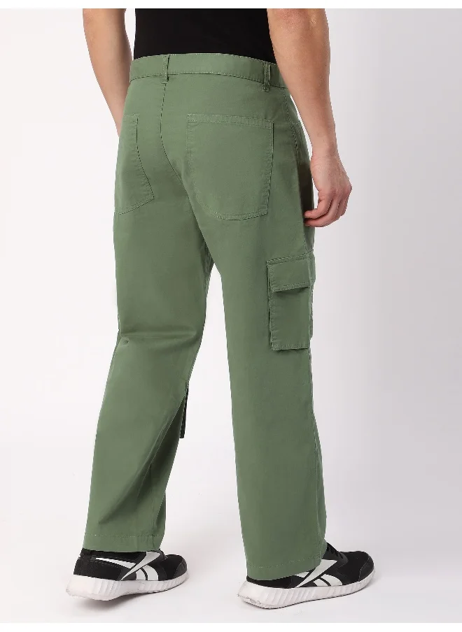 Beyoung Sage Green Pleated Knee Cargo Pants